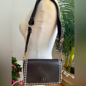NWT TORY BURCH THEA WHIPSTITCH FLAP CROSSBODY BAG CEDAR